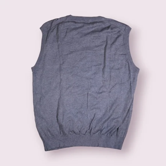 Paul Frederick Mens Silk, Cotton, Cashmere Grey Blend Sweater Vest V Neck Size L - Picture 6 of 7